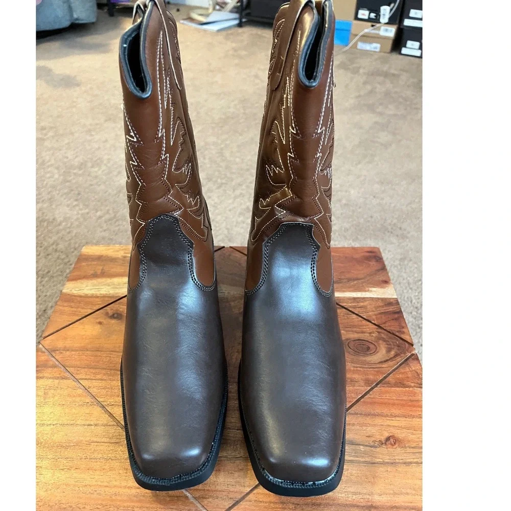 Smart Fit Kids Brown Square Toe‎ Western Cowboy Boots Size 6 NWT